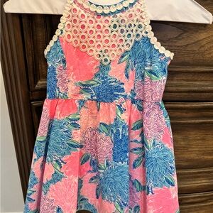 Floral Pink and Blue Kids Dress